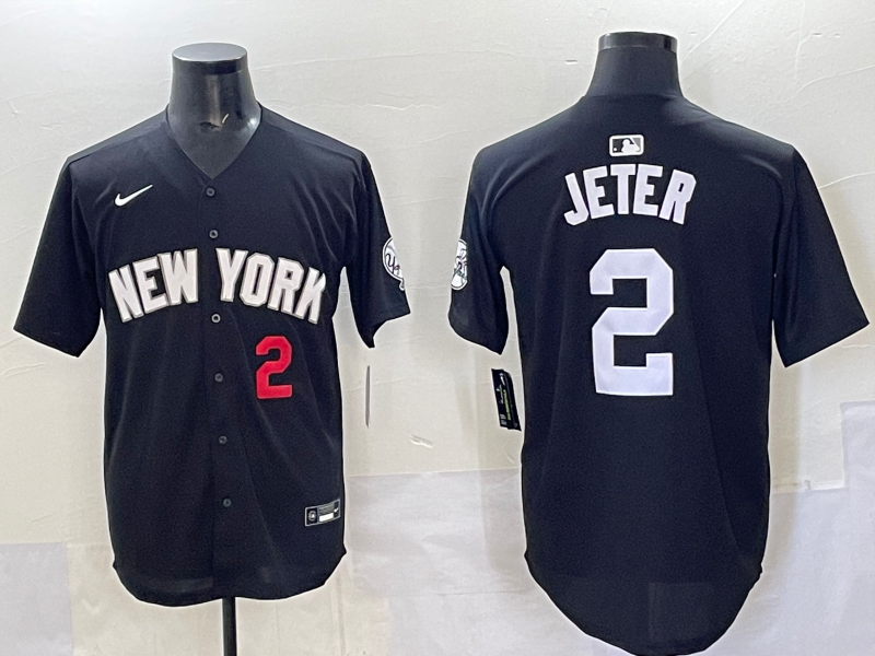 Men 2025 New York Yankees 2 Jeter black Nike MLB Jersey style 725001